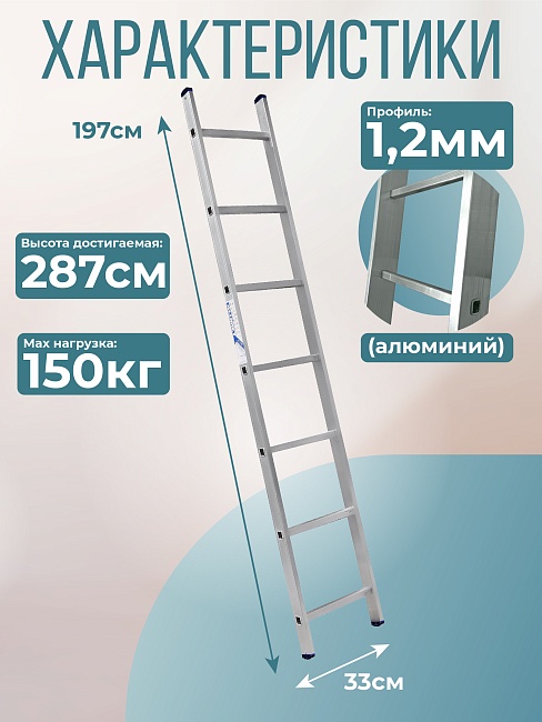 Лестница односекционная Alumet Ал 5107 фото 2