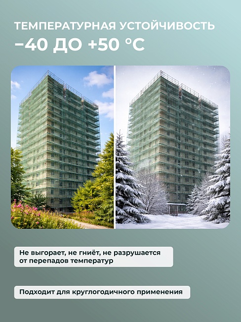 Сетка фасадная затеняющая Промышленник зеленая 30-35% 3х50 м фото 6