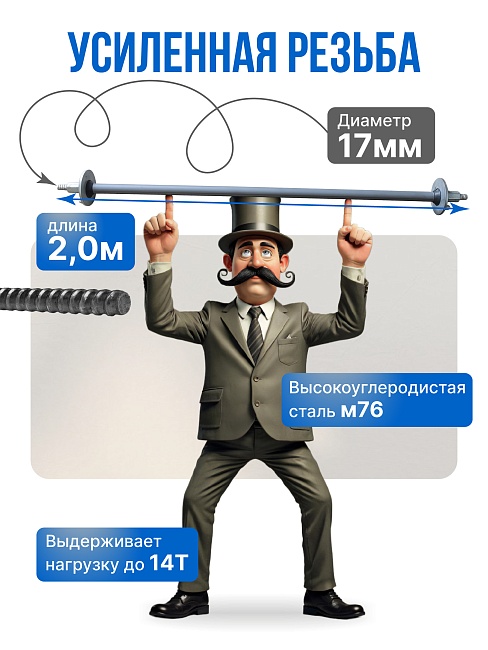 Винт стяжной для опалубки Промышленник холоднокатаный 2,0 м упаковка 10 шт. фото 3