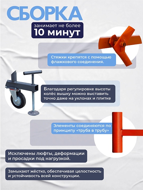 Вышка-тура TeaM ВСП 1.6х2.0, 7.6 м фото 5