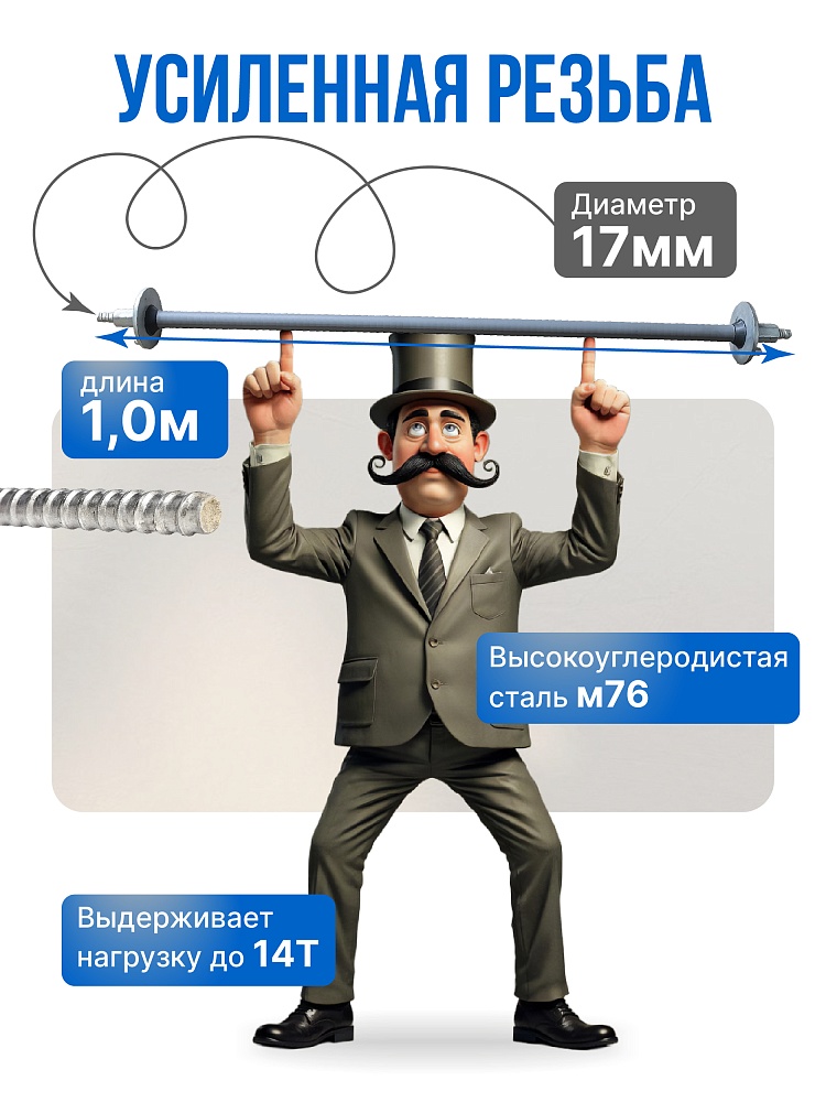 Винт стяжной для опалубки Промышленник холоднокатаный 1,0 м фото 3