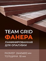Фанера TEAM GRID ламинированная 2440х610х18 мм, береза, сорт 1/1 Купить Фанера TEAM GRID ламинированная 2440х610х18 мм, береза, сорт 1/1