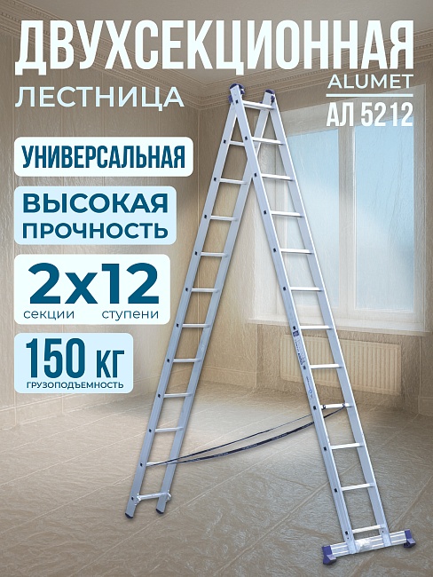 Лестница двухсекционная Alumet Ал 5212 фото 1