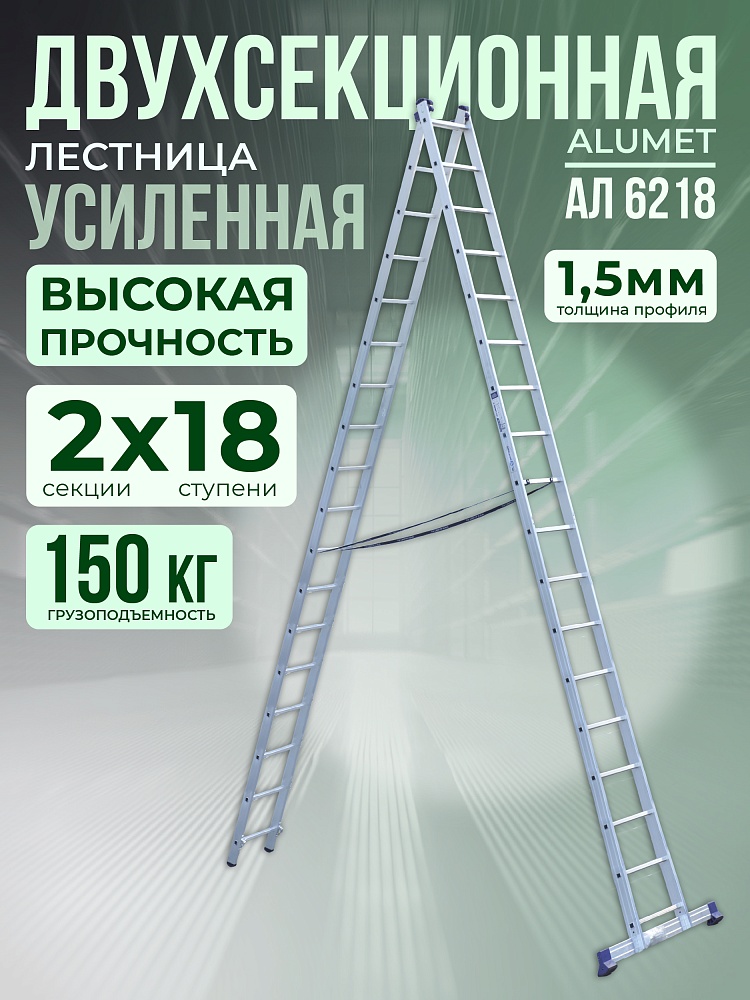 Лестница двухсекционная Alumet Ал 6218 фото 1